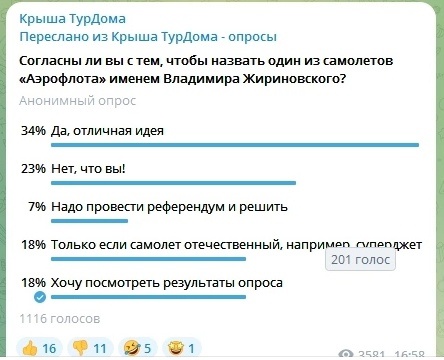 Нужно, чтоб шумный был: туристы отреагировали на предложение назвать самолет именем Жириновского