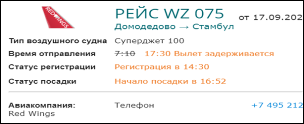 Рейсы Red Wings выполняются с задержками 7–13 часов