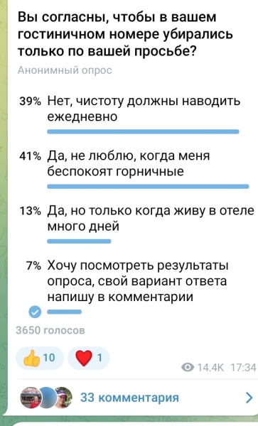 Многие туристы хотят, чтобы уборку в гостиничном номере делали только по их просьбе